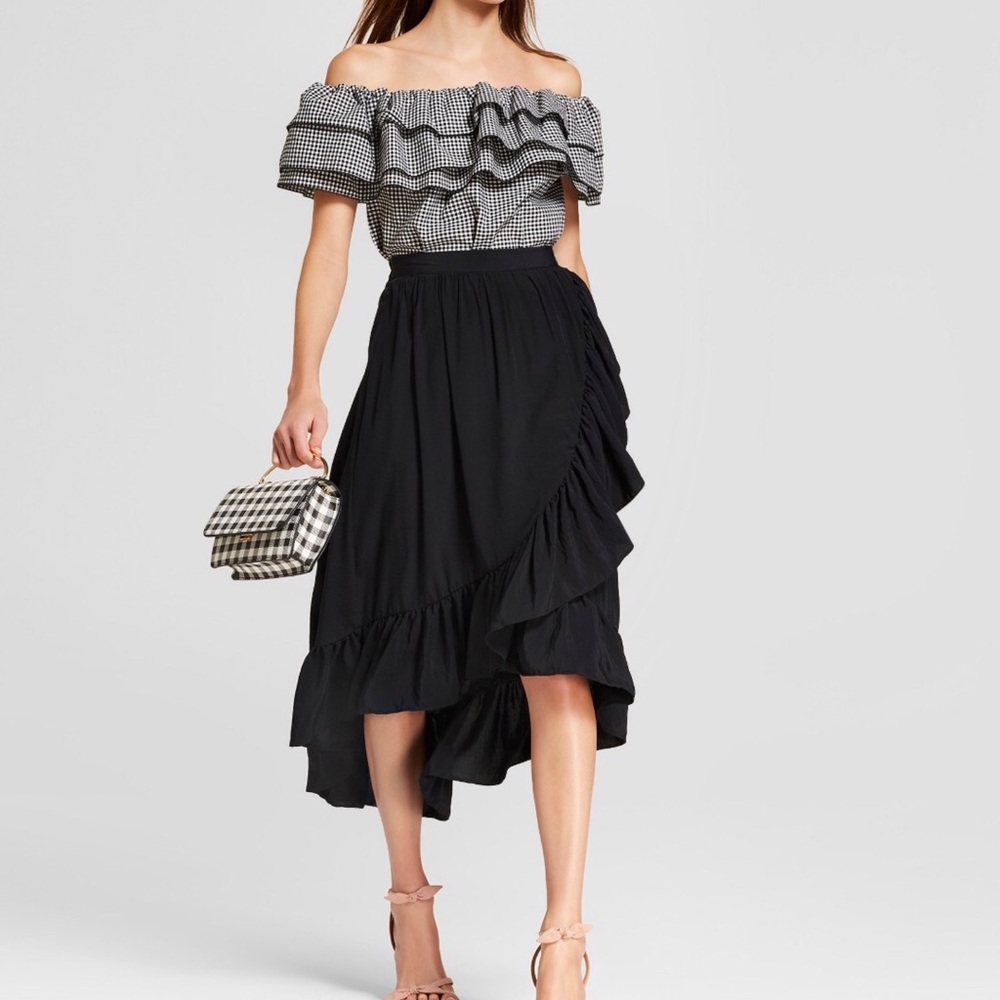 A New Day Ruffle High Low Faux Wrap Skirt